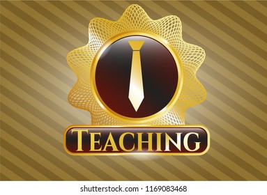  Shiny emblem with necktie icon and Teaching text inside