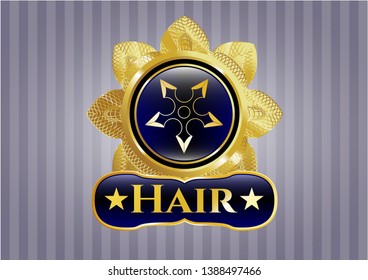  Shiny emblem with ninja star icon and Hair text inside