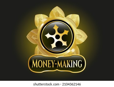 Shiny emblem with ninja star icon and Money-making text inside
