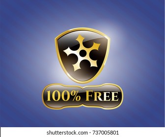  Shiny emblem with ninja star icon and 100% Free text inside