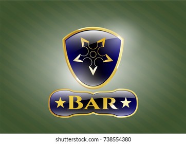  Shiny emblem with ninja star icon and Bar text inside