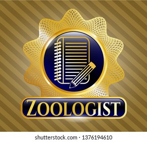  Shiny emblem with notebook with pencil icon and Zoologist text inside