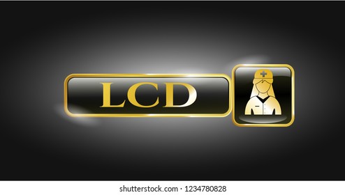  Shiny emblem with nurse icon and LCD text inside