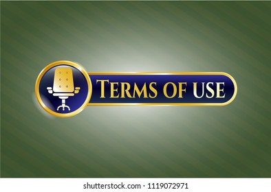  Shiny emblem with office chair icon and Terms of use text inside