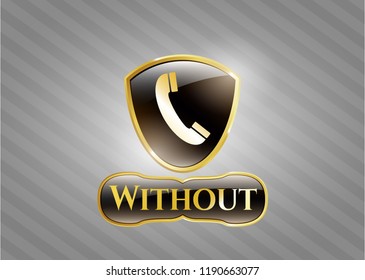  Shiny emblem with old phone icon and Without text inside