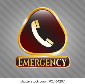  Shiny emblem with Old Phone icon and Emergency text inside
