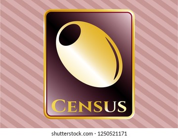  Shiny emblem with olive icon and Census text inside