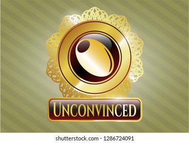  Shiny emblem with olive icon and Unconvinced text inside