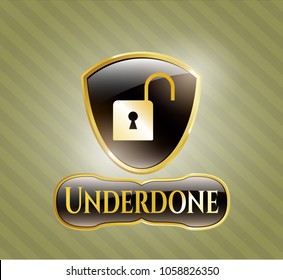  Shiny emblem with open lock icon and Underdone text inside