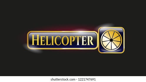  Shiny emblem with orange icon and Helicopter text inside