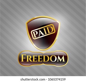  Shiny emblem with paid ico Golden badge with paid icon and Freedom text insiden and Freedom text inside