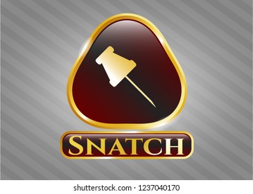  Shiny emblem with paper pin icon and Snatch text inside