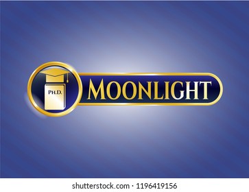  Shiny emblem with Phd thesis icon and Moonlight text inside
