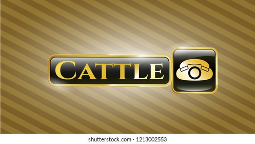  Shiny emblem with phone icon and Cattle text inside