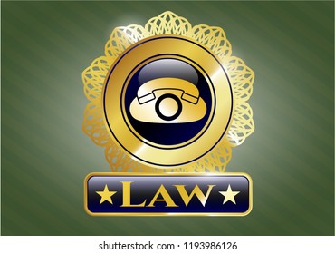  Shiny emblem with phone icon and Law text inside