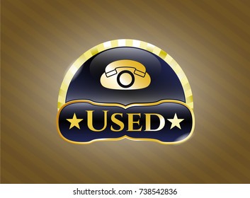  Shiny emblem with phone icon and Used text inside