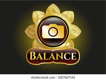  Shiny emblem with photo camera icon and Balance text inside