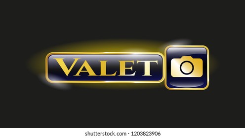  Shiny emblem with photo camera icon and Valet text inside
