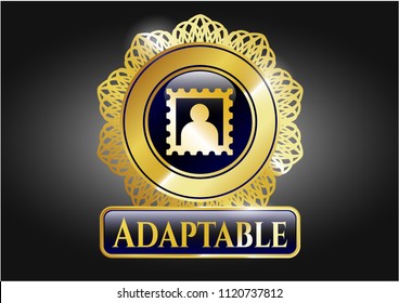  Shiny emblem with picture icon and Adaptable text inside