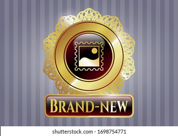  Shiny emblem with picture icon and Brand-new text inside