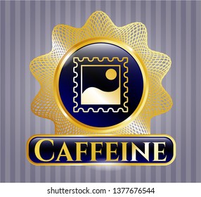  Shiny emblem with picture icon and Caffeine text inside