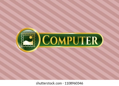  Shiny emblem with picture icon and Computer text inside