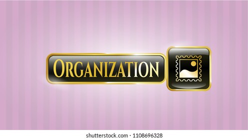  Shiny emblem with picture icon and Organization text inside