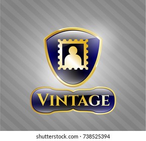  Shiny emblem with picture icon and Vintage text inside