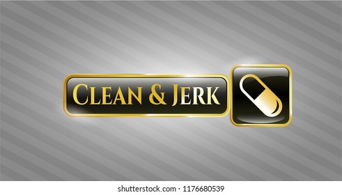  Shiny emblem with pill icon and Clean & Jerk text inside