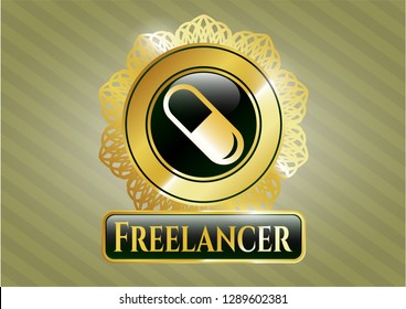  Shiny emblem with pill icon and Freelancer text inside