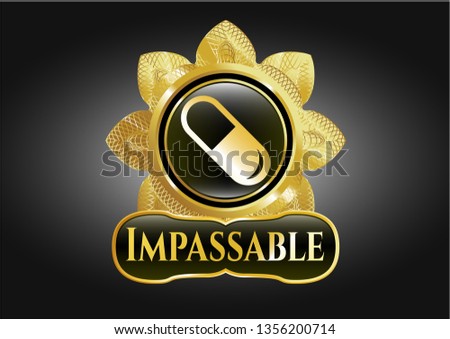  Shiny emblem with pill icon and Impassable text inside