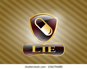  Shiny emblem with pill icon and Lie text inside