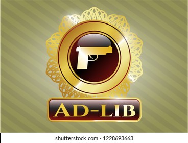  Shiny emblem with pistol icon and Ad-lib text inside