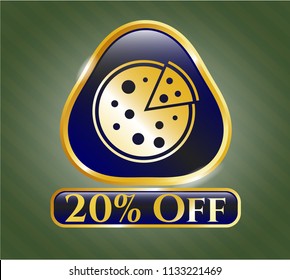  Shiny emblem with pizza icon and 20% Off text inside