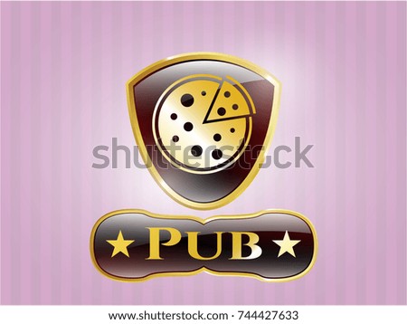  Shiny emblem with pizza icon and Pub text inside