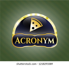 Shiny emblem with pizza slice icon and Acronym text inside