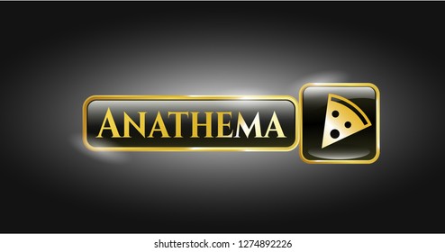  Shiny emblem with pizza slice icon and Anathema text inside