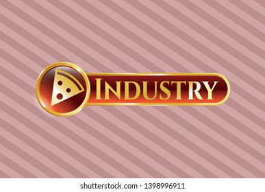  Shiny emblem with pizza slice icon and Industry text inside