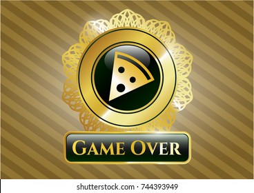  Shiny emblem with pizza slice icon and Game Over text inside