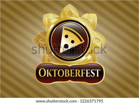  Shiny emblem with pizza slice icon and Oktoberfest text inside