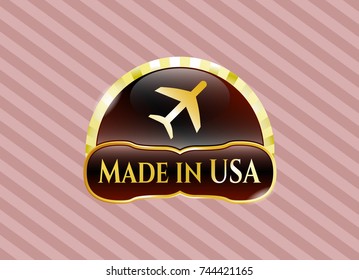  Shiny emblem with plane icon and Made in USA text inside