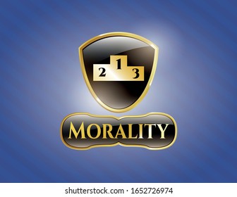  Shiny emblem with podium icon and Morality text inside