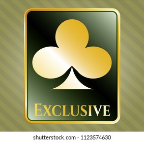  Shiny emblem with poker clover icon and Exclusive text inside