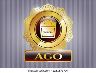  Shiny emblem with popcorn icon and Ago text inside