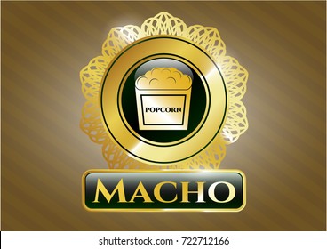  Shiny emblem with popcorn icon and Macho text inside