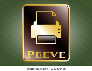  Shiny emblem with printer icon and Peeve text inside