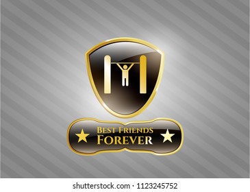  Shiny emblem with pull up icon and Best Friends Forever text inside