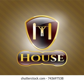  Shiny emblem with pull up icon and House text inside