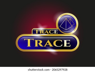 Leuchtendes Emblem mit Pyramidensymbol und Trace-Text im Inneren