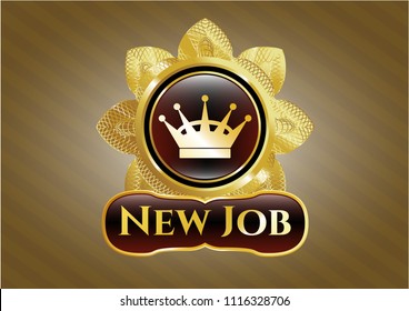  Shiny emblem with queen crown icon and New Job text inside